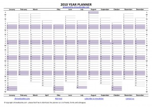 Free year planner for 2010 - A4 size